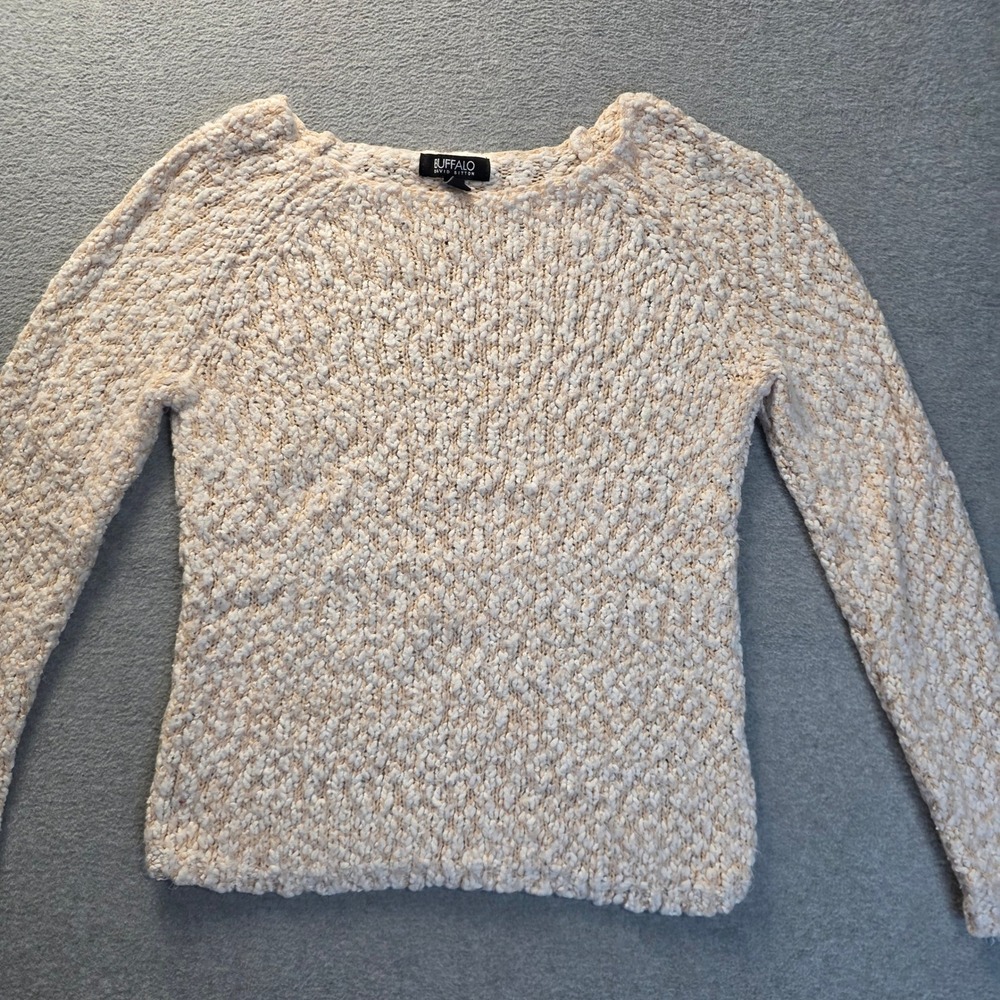 Buffalo David Bitton Chunky Knit Textured Pullover Sweater Womens Small Cream